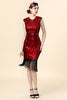 Charger l&#39;image dans la galerie, Burugndy Sequins Robe à franges Flapper avec ensemble d’accessoires des années 20