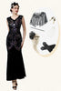 Charger l&#39;image dans la galerie, Ensemble d’accessoires Long Gatsby à Paillettes Noires avec Accessoires des années 20
