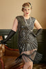 Charger l&#39;image dans la galerie, Doré Paillettes Plus Taille 1920s Gatsby Robe avec 20s Acessories Set