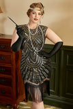 Doré Paillettes Plus Taille 1920s Gatsby Robe avec 20s Acessories Set