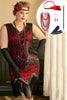 Charger l&#39;image dans la galerie, Rouge Plus Taille 1920s Gatsby Robe avec 20s Acessories Set