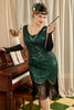 Charger l&#39;image dans la galerie, Robe verte des années 20 Plus avec ensemble d’accessoires des années 20