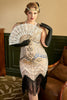 Charger l&#39;image dans la galerie, Paillettes abricot 1920s Plus Taille Robe avec 20s Acessories Set