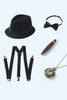 Charger l&#39;image dans la galerie, Gilet pour homme à rayures noires avec ensemble d’accessoires 5 pièces
