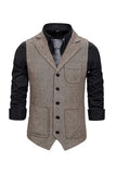 Gilet marron à revers cranté pour homme avec ensemble d’accessoires 5 pièces