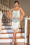 Robe à paillettes bleu scintillant des années 20 avec accessoires des années 20