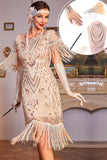 Robe à paillettes de champagne scintillante des années 20 avec ensemble d’accessoires
