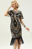 Charger l&#39;image dans la galerie, Paillettes noires frangées manches des années 20 robe avec accessoires ensemble