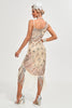 Charger l&#39;image dans la galerie, Paillettes champagne scintillantes franges asymétriques des années 20 Gatsby robe avec accessoires