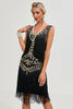 Charger l&#39;image dans la galerie, Paillettes noires paillettes frangées des années 20 Gatsby robe avec accessoires