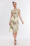 Champagne Glitter Fringes Gatsby Robe avec Accessoires