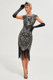 Robe à clapet noir à franges scintillantes avec ensemble d’accessoires