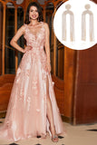 Blush Appliques Une ligne Spaghetti Bretelles Robe de bal avec accessoire
