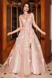 Blush Appliques Une ligne Spaghetti Bretelles Robe de bal avec accessoire