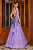 Charger l&#39;image dans la galerie, Robe longue de sirène violet scintillant avec accessoire