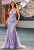 Charger l&#39;image dans la galerie, Perles lilas scintillant sirène longue robe de bal avec accessoire