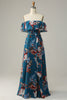 Charger l&#39;image dans la galerie, Robe de demoiselle d’honneur Boho Florale Bleu foncé