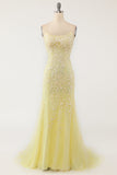 Robe de bal longue sans corail avec appliques
