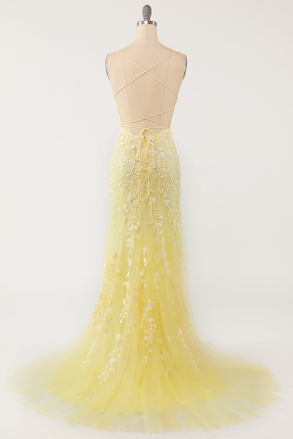 Bretelles Spaghetti Sirène Rose clair Robe longue soirée avec appliques