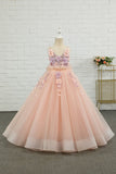 Tulle Rose Spaghetti Sangles Fleur Robe Fille