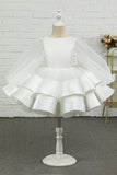 Ivoire Manches Longues Fleur Robe Fille