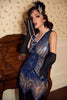 Charger l&#39;image dans la galerie, Royal Blue Glitter Fringe Gatsby 1920s Flapper Robe Flapper