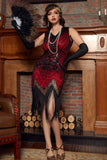 Rouge & Noir Glitter Fringe 1920s Flapper Robe Flapper