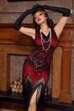 Rouge & Noir Glitter Fringe 1920s Flapper Robe Flapper