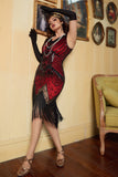 Rouge & Noir Glitter Fringe 1920s Flapper Robe Flapper