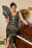 Charger l&#39;image dans la galerie, Noir 1920s grande taille Perlée Paillettes robe