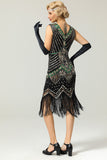 Rouge & Noir Glitter Fringe 1920s Flapper Robe Flapper