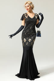 Robe Noire Années 1920 Sirène avec Paillettes