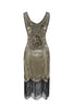 Charger l&#39;image dans la galerie, Gold V Neck 1920s Fringe Sequin Flapper Robe Flapper