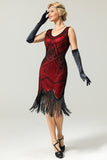 Robe 1920s rouge col V