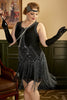 Charger l&#39;image dans la galerie, Noir Plus Taille 1920s Flapper Robe avec franges