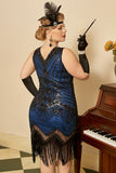 Sequin Royal Blue Plus Taille 1920s Flapper Robe Flapper