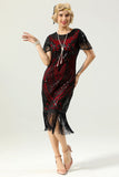 Robe à paillettes noir et or 1920 avec manches Batwing
