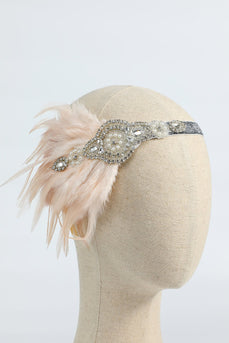 Blush 1920s Bandeau à paillettes perlés avec plume