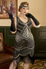 Charger l&#39;image dans la galerie, Noir Paillettes Franges robe gatsby grande taille