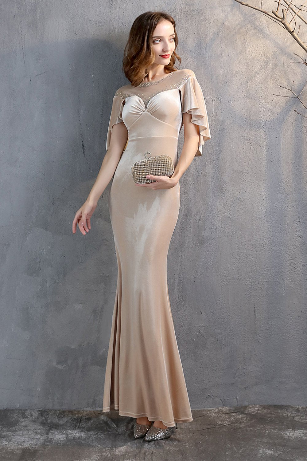 Robe Champagne Long Prom
