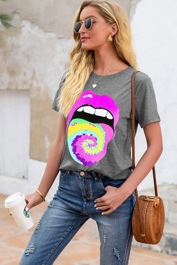 T-shirt imprimé bouche violette