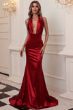 Sexy Mermaid Red Long Prom Dress avec Backless