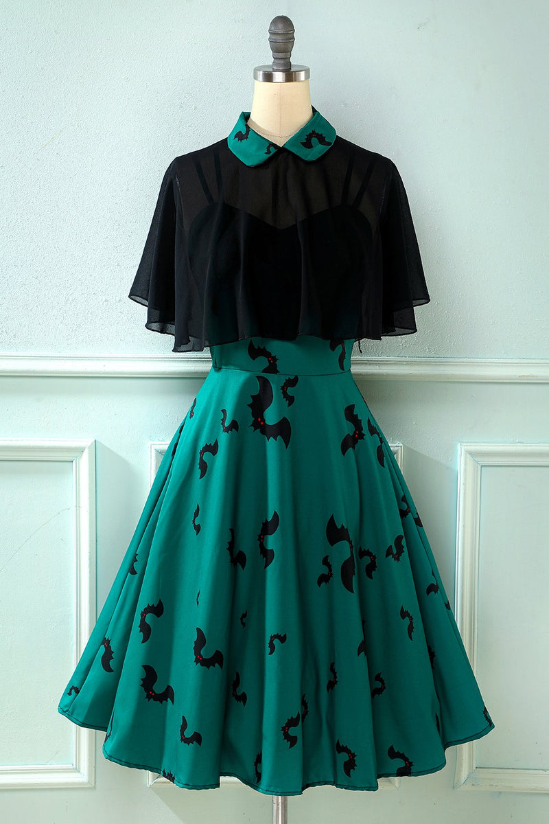 Charger l&#39;image dans la galerie, Style gothique Halloween Châle Manteau Chauve-souris Print Dress