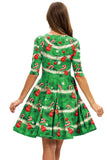 Robe vintage de Noël imprimée verte