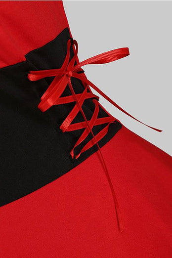 Robe de fête de Noël vintage rouge avec plume