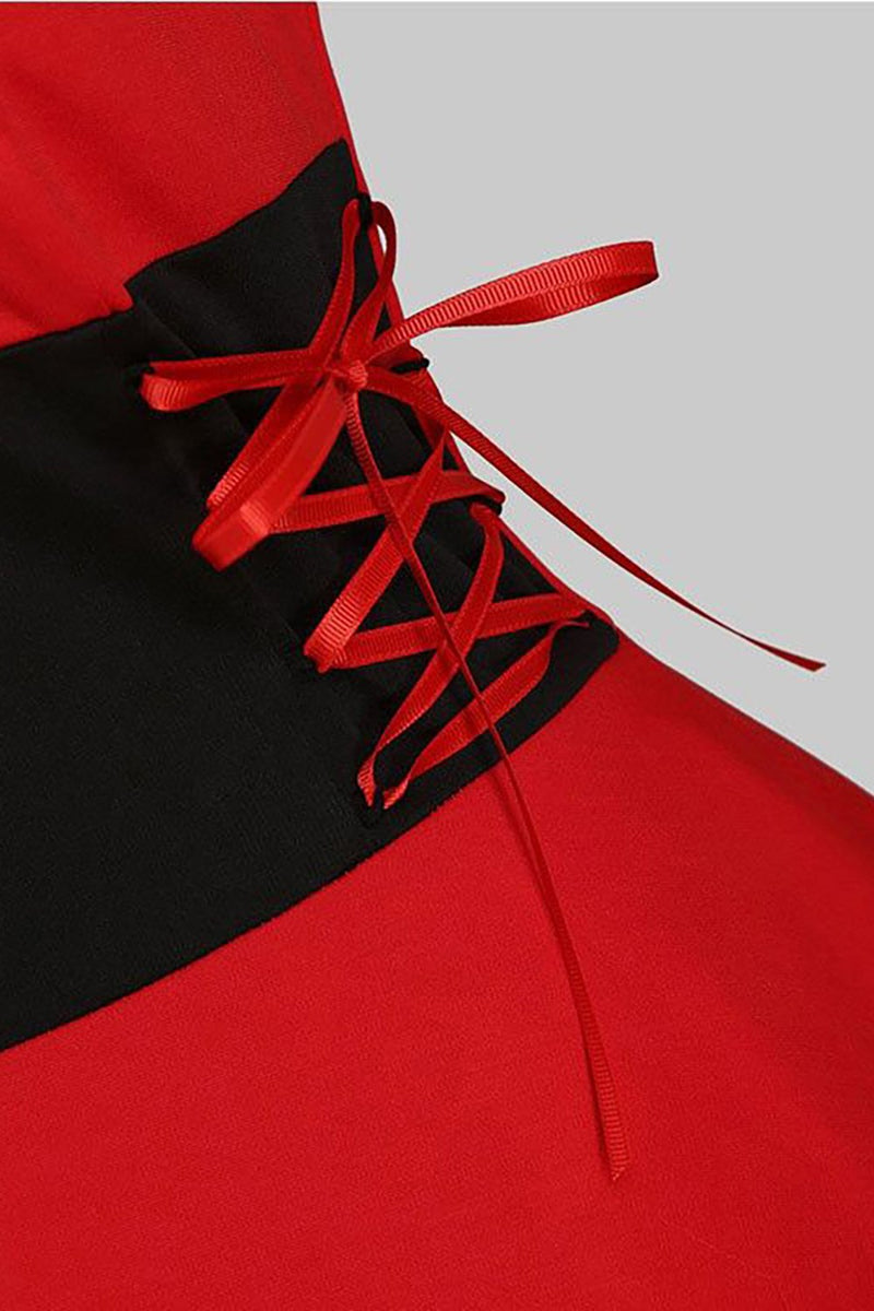 Charger l&#39;image dans la galerie, Robe de fête de Noël vintage rouge avec plume