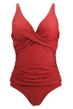 Maillot de bain une pièce rouge foncé