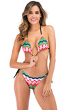 Bikini triangle imprimé split swimsuit