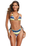 Bikini triangle imprimé split swimsuit