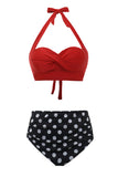 Noir Vert Feuilles Deux Pièces Bikini